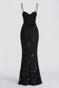 Lucy Lace-Up Corset Maxi Dress – Black