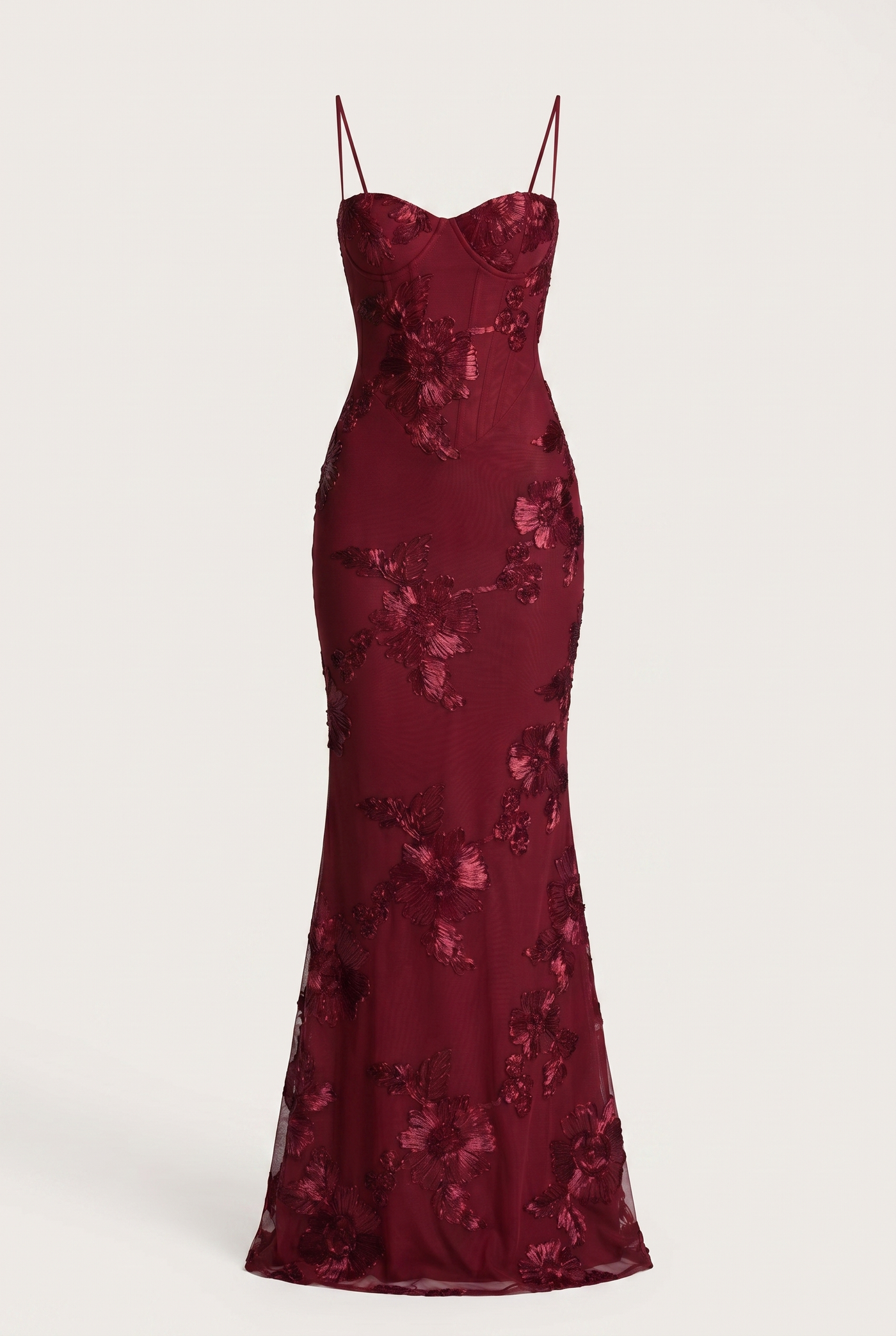 Lucy Lace-Up Corset Maxi Dress – Burgundy