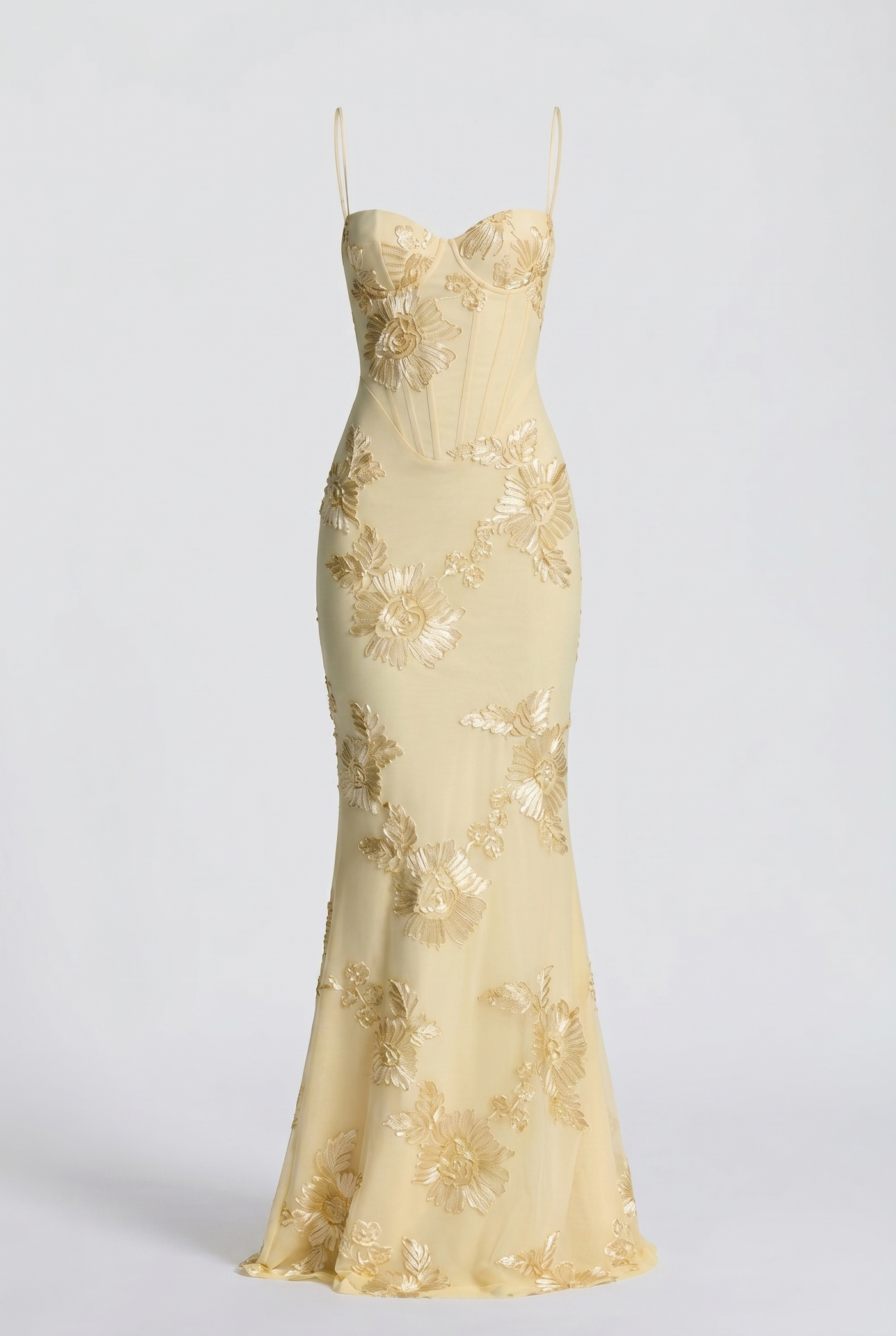Lucy Lace-Up Corset Maxi Dress – Yellow