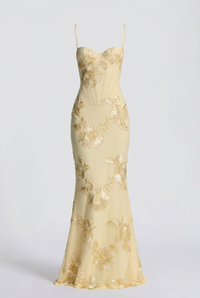 Lucy Lace-Up Corset Maxi Dress – Yellow