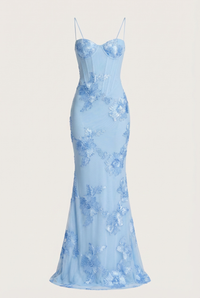 Lucy Lace-Up Corset Maxi Dress – Blue