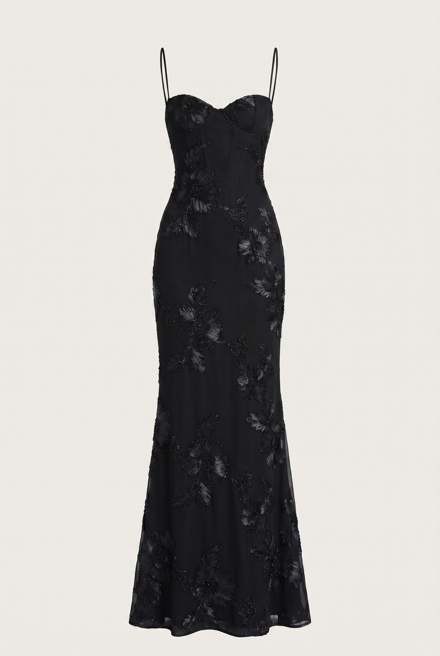 Lucy Lace-Up Corset Maxi Dress – Black