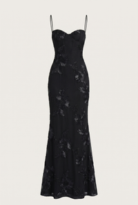 Lucy Lace-Up Corset Maxi Dress – Black