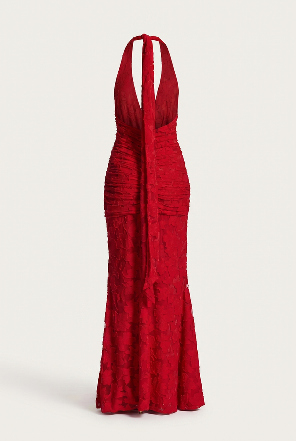 Lorrie Halter Maxi Dress – Red