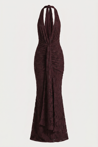 Lorrie Halter Maxi Dress – Brown