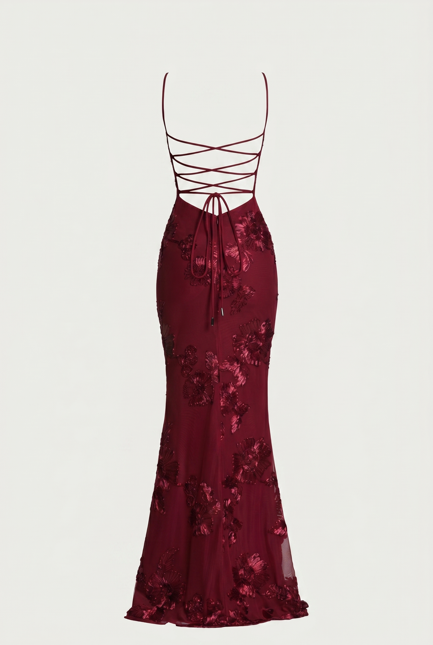 Lucy Lace-Up Corset Maxi Dress – Burgundy