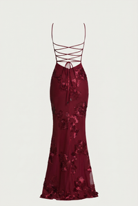 Lucy Lace-Up Corset Maxi Dress – Burgundy