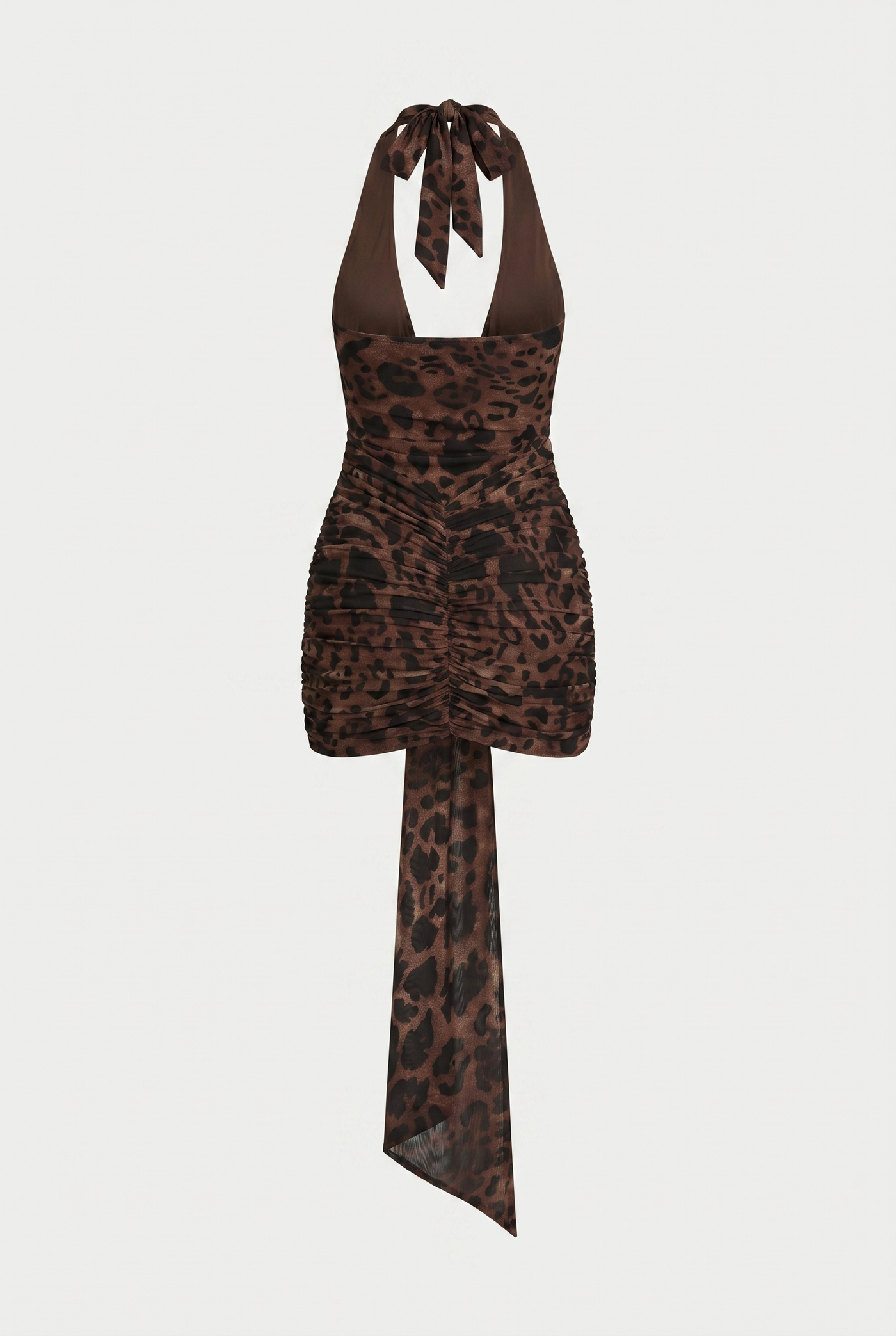 Marcel Ruched Halter Mini Dress – Leopard