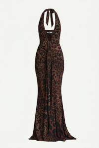 Norah Ruched Maxi Dress - Leopard
