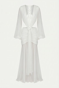 Raya Ruched Cut-Out Maxi Dress – White