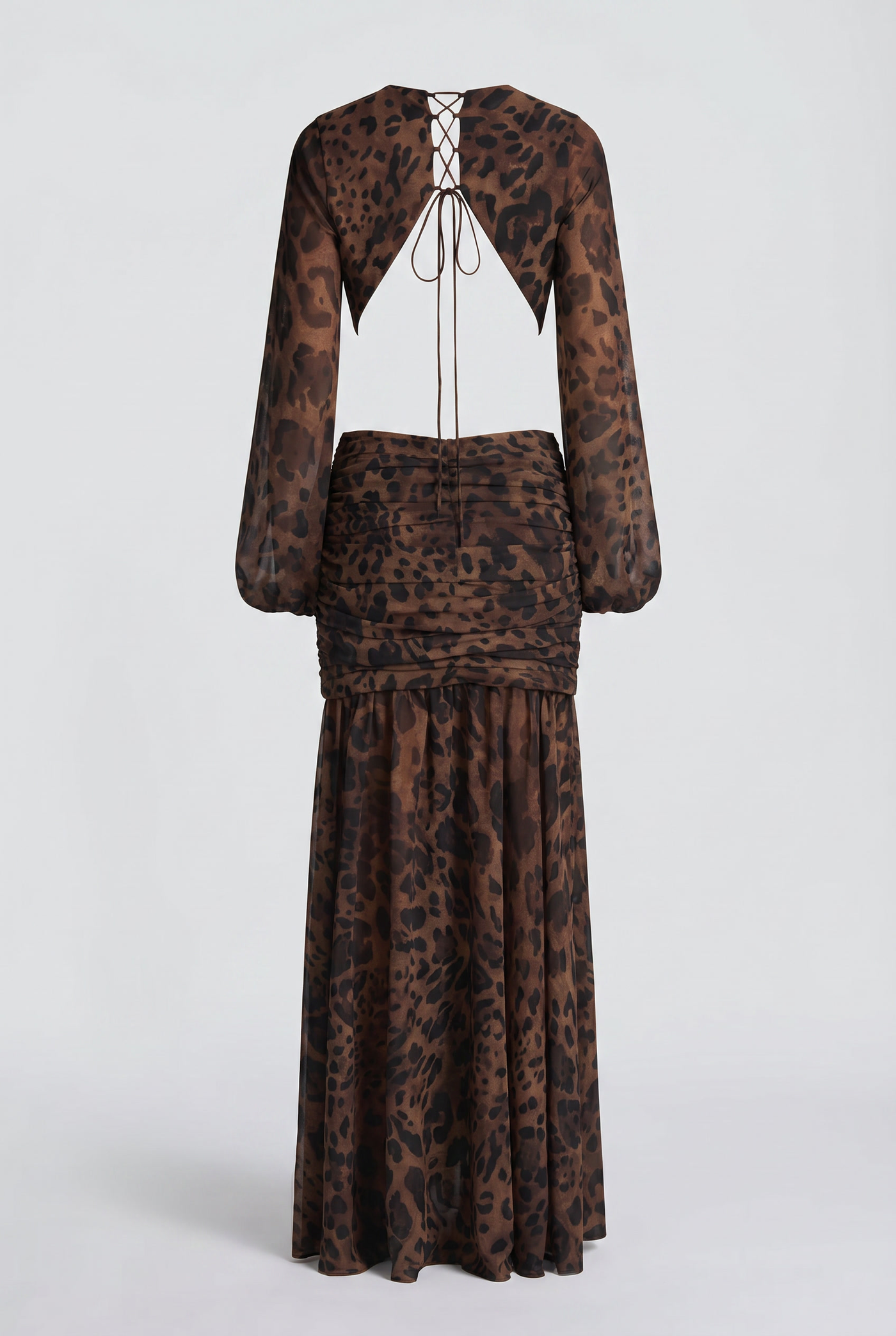 Raya Ruched Cut-Out Maxi Dress – Leopard