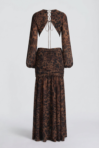 Raya Ruched Cut-Out Maxi Dress – Leopard