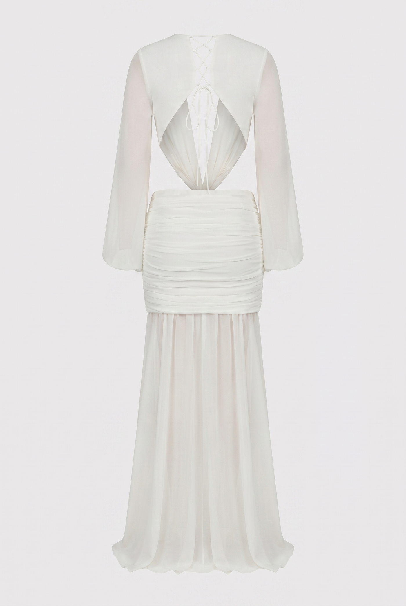 Raya Ruched Cut-Out Maxi Dress – White