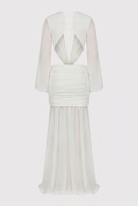 Raya Ruched Cut-Out Maxi Dress – White