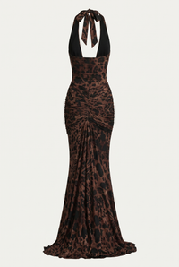 Norah Ruched Maxi Dress - Leopard
