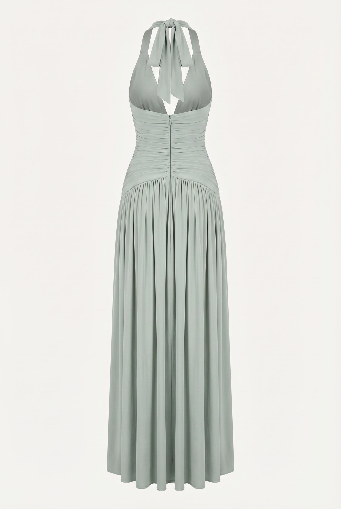 Rian Halter Ruched Maxi Dress – Sage