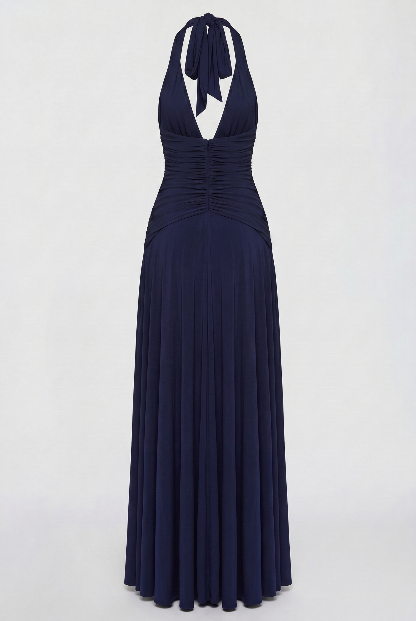Rian Halter Ruched Maxi Dress – Navy Blue
