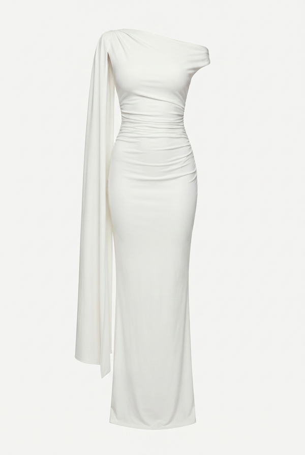 Selma Drape Maxi Dress – White