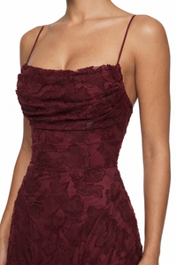 Wisteria Floral Maxi Dress – Burgundy