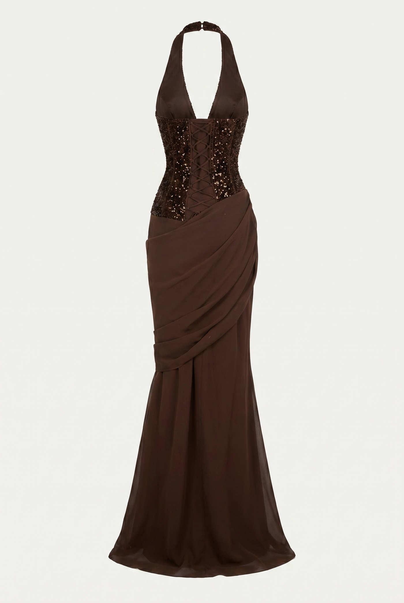 Winston Sequin Corset Maxi Dress – Brown