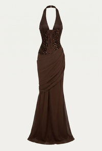 Winston Sequin Corset Maxi Dress – Brown