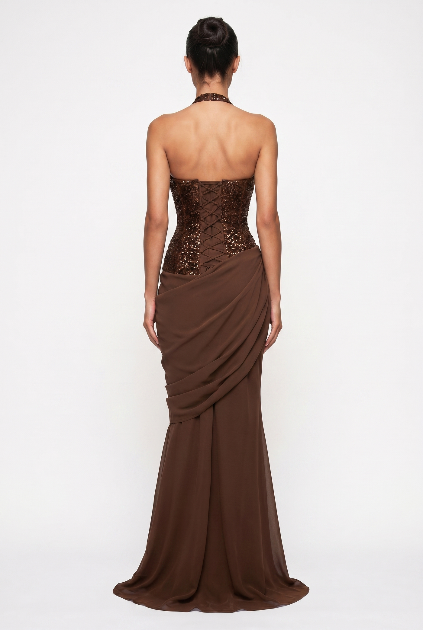 Winston Sequin Corset Maxi Dress – Brown