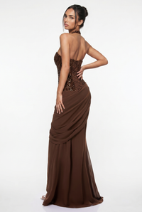 Winston Sequin Corset Maxi Dress – Brown