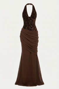 Winston Sequin Corset Maxi Dress – Brown