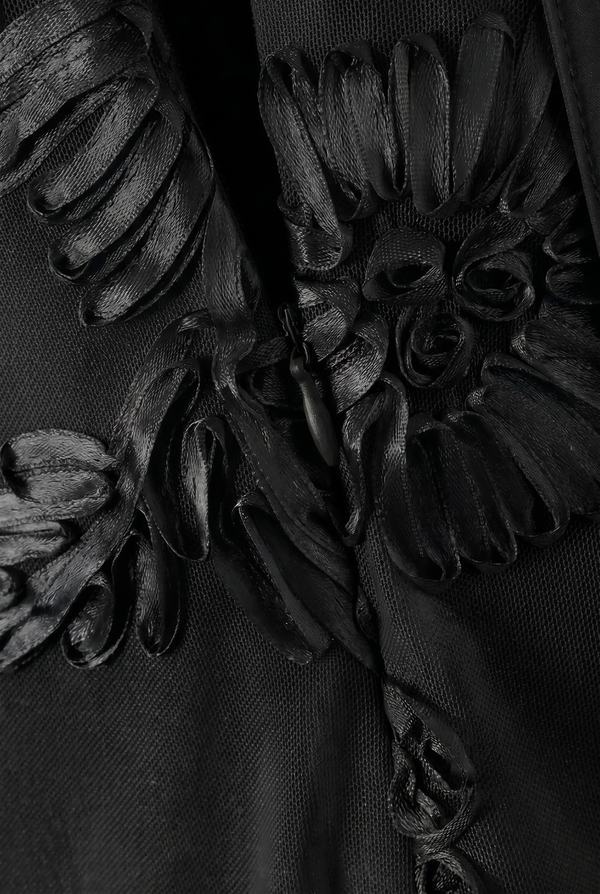 Birgit Floral Lace-Up Mini Dress – Black