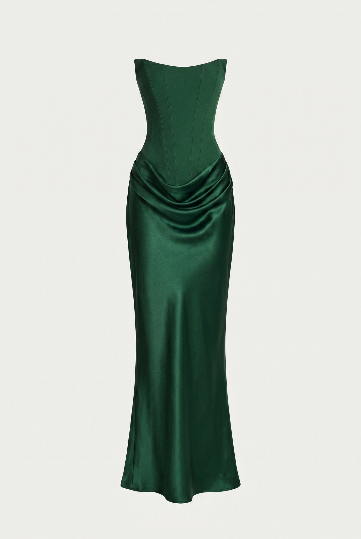 Nola Corset Ruched Maxi Dress - Emerald