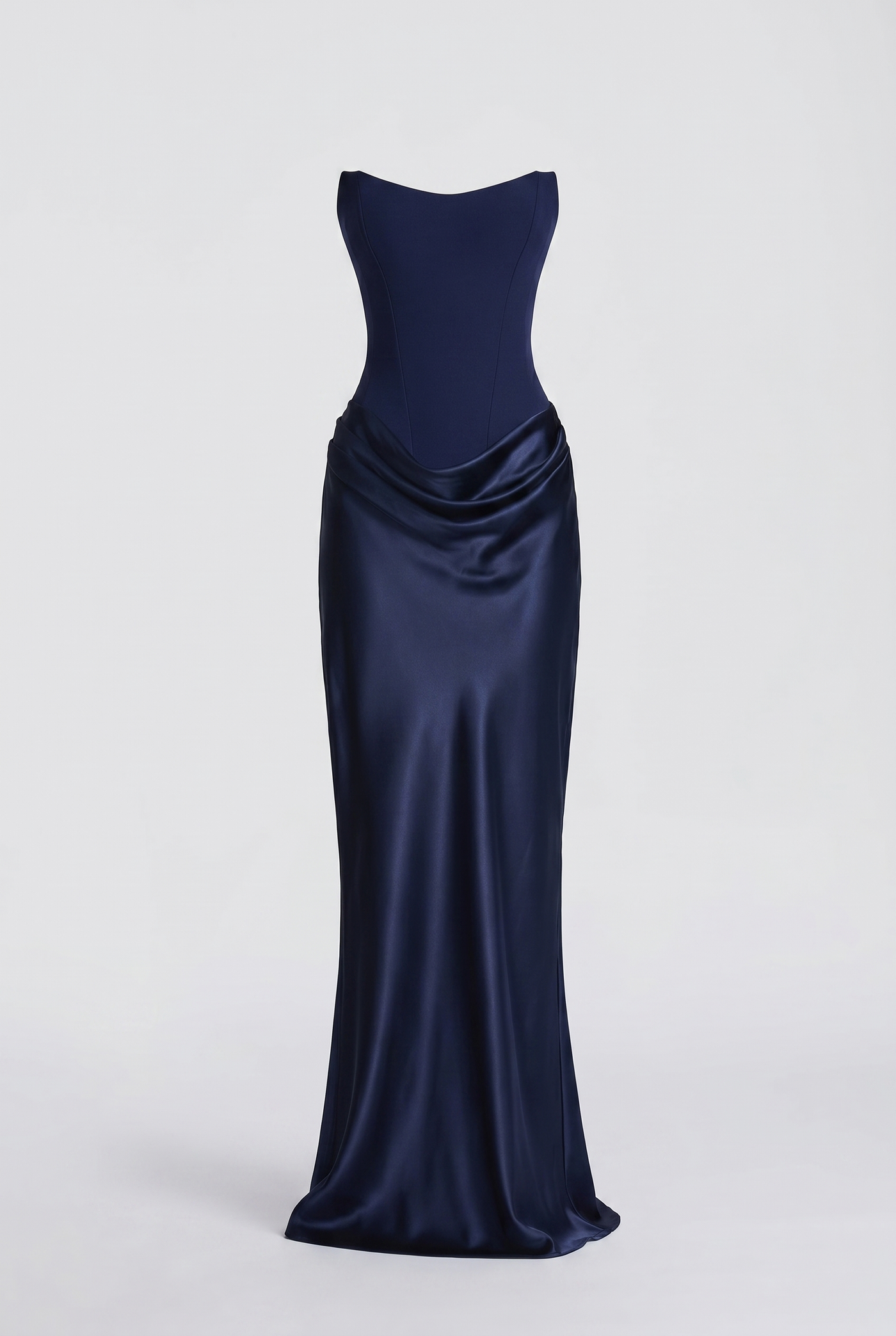 Nola Corset Ruched Maxi Dress - Navy Blue