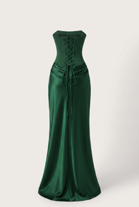 Nola Corset Ruched Maxi Dress - Emerald