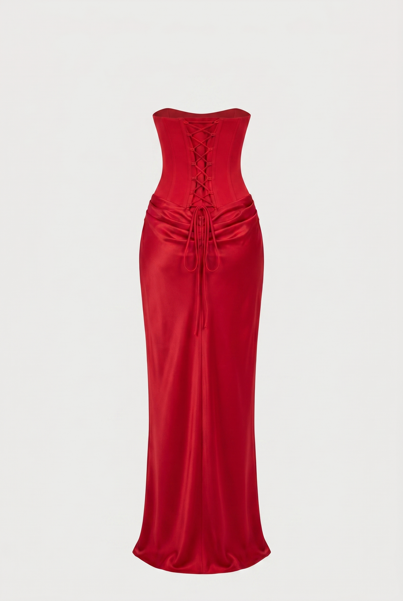 Nola Corset Ruched Maxi Dress - Red