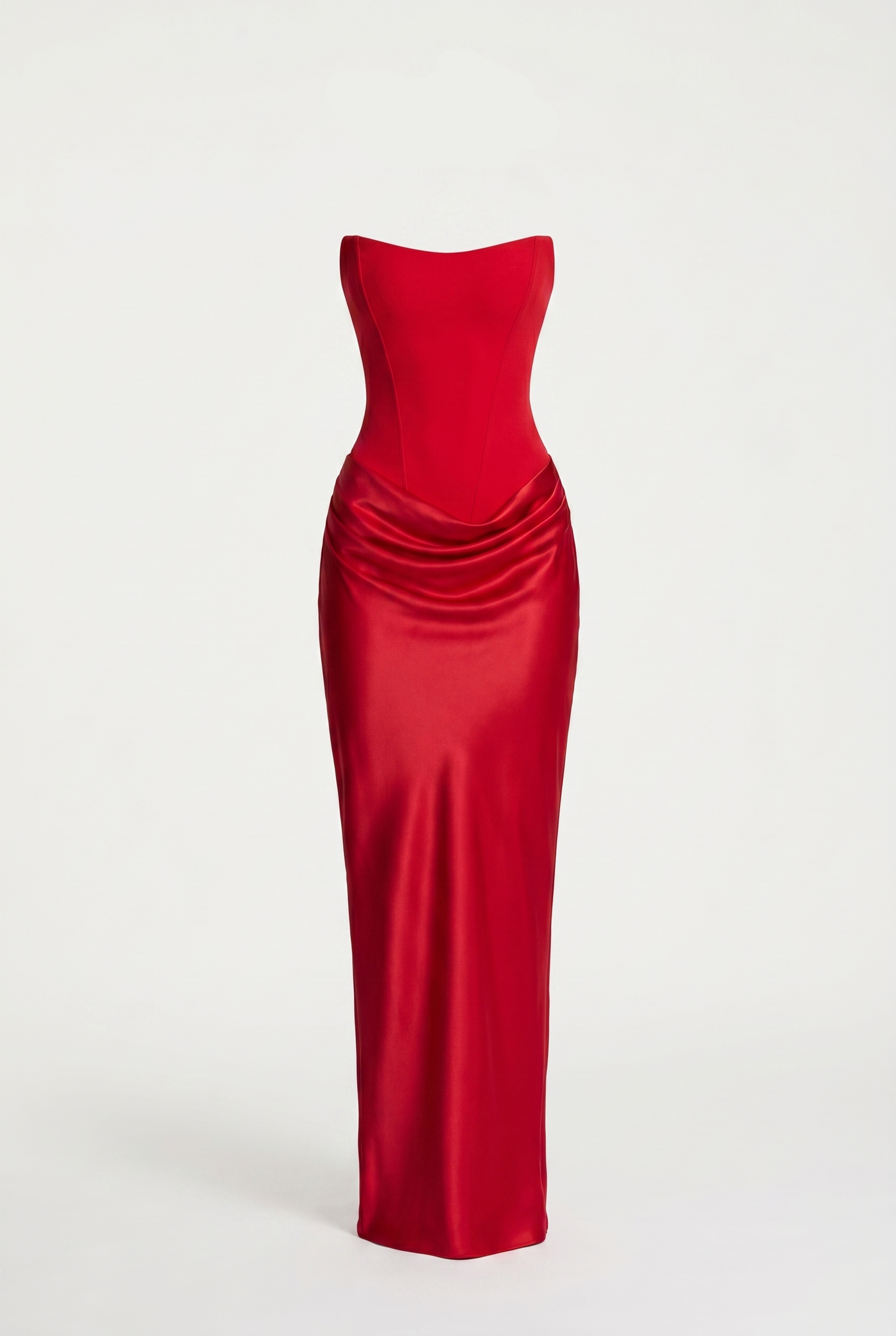 Nola Corset Ruched Maxi Dress - Red