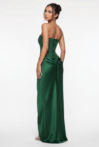 Nola Corset Ruched Maxi Dress - Emerald