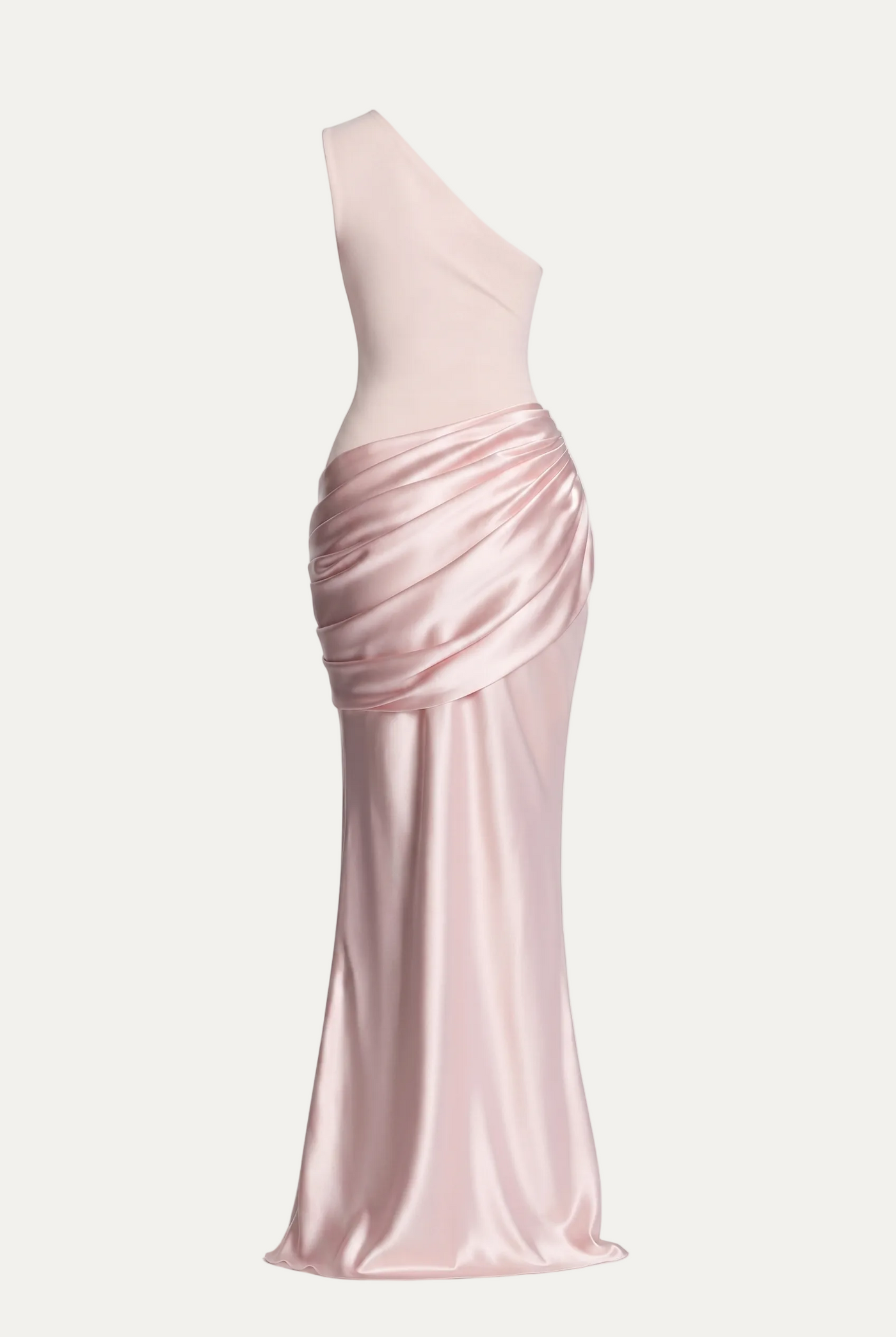 Liliane Asymmetric Draped Satin Maxi Dress - Pink