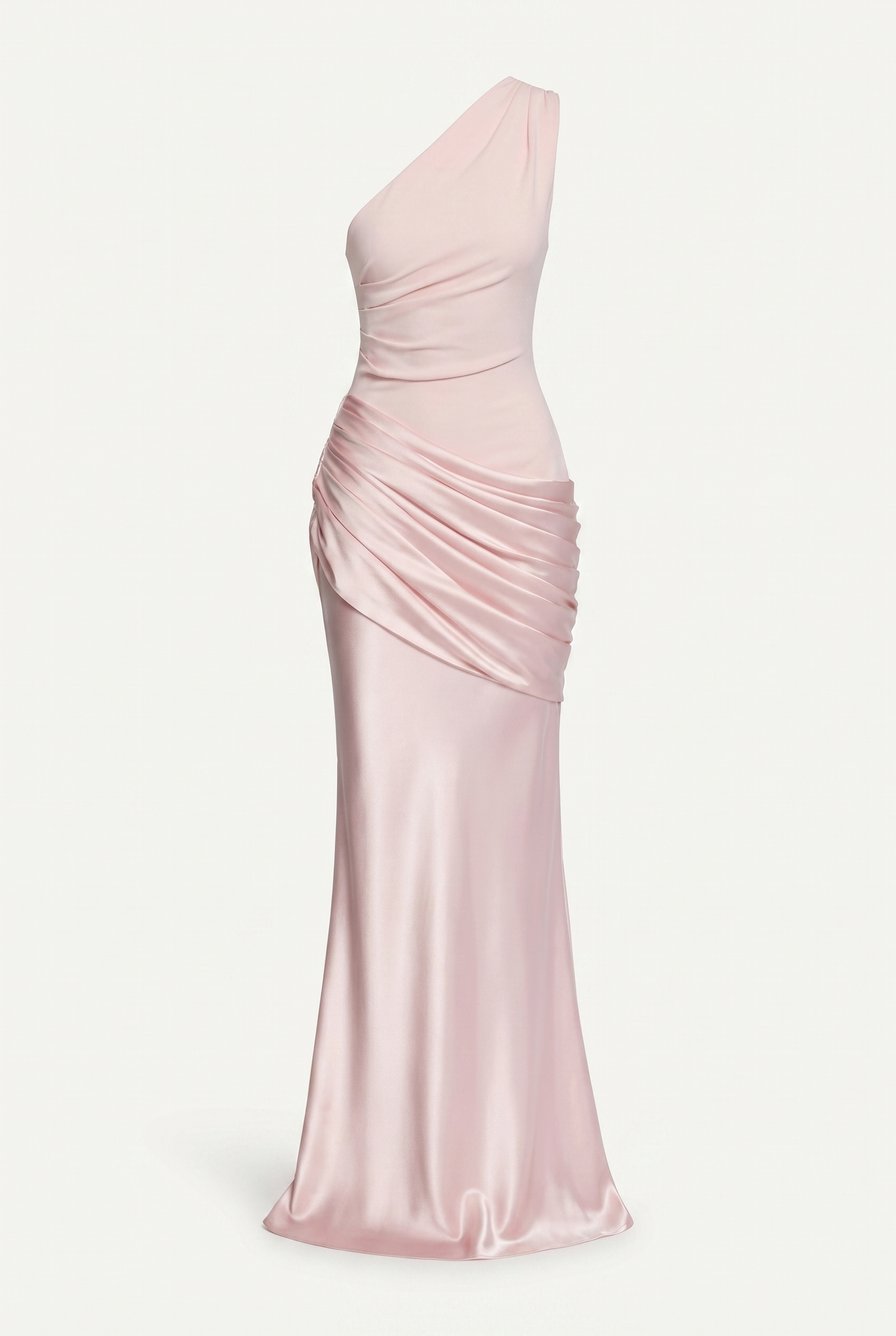 Liliane Asymmetric Draped Satin Maxi Dress - Pink