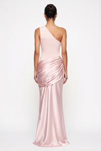 Liliane Asymmetric Draped Satin Maxi Dress - Pink