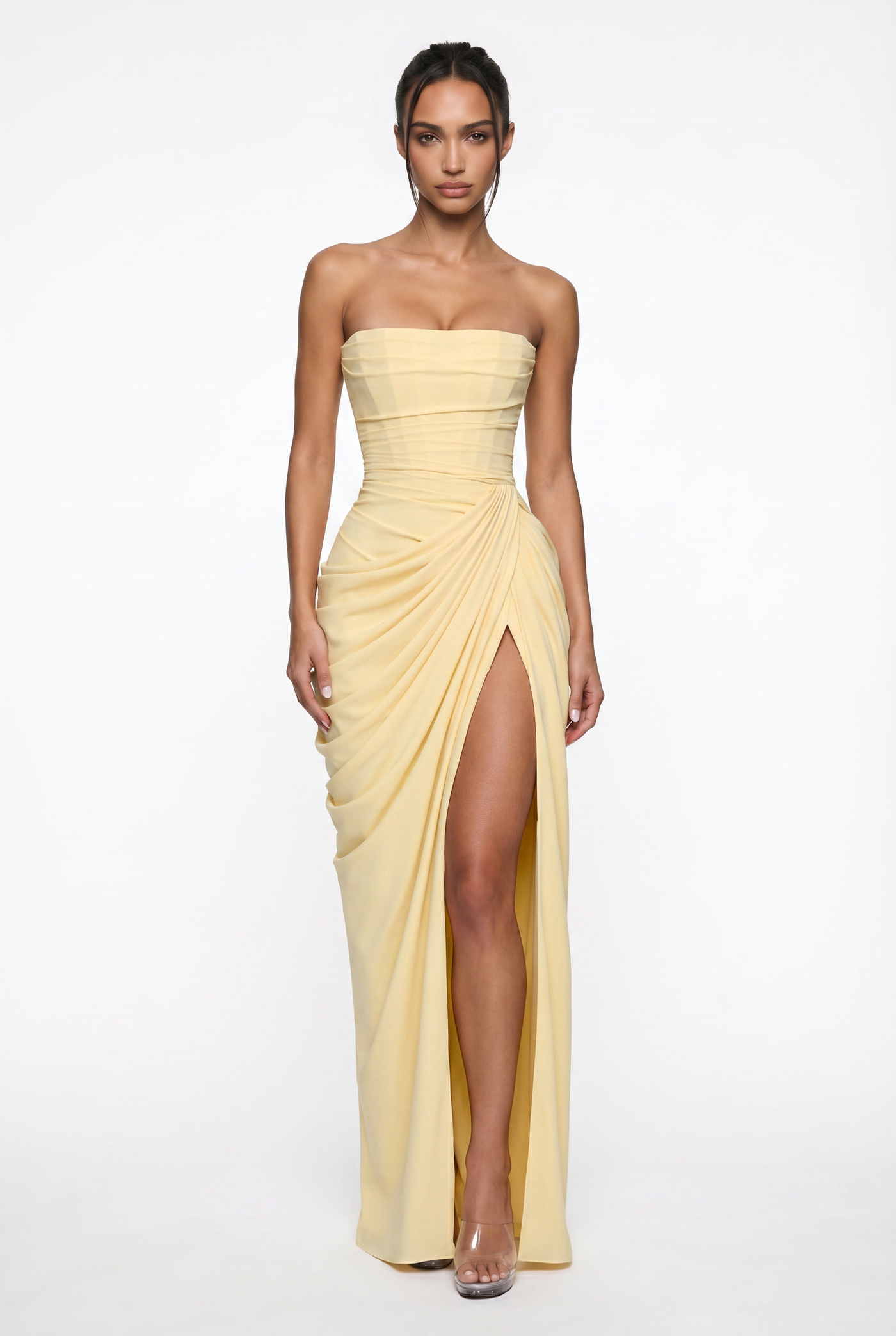 Rosalie Corset Draped Maxi Dress - Yellow