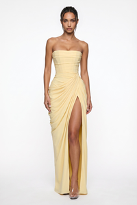 Rosalie Corset Draped Maxi Dress - Yellow