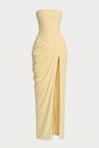 Rosalie Corset Draped Maxi Dress - Yellow