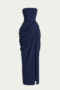 Rosalie Corset Draped Maxi Dress - Navy Blue