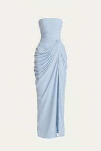 Rosalie Corset Draped Maxi Dress - Blue