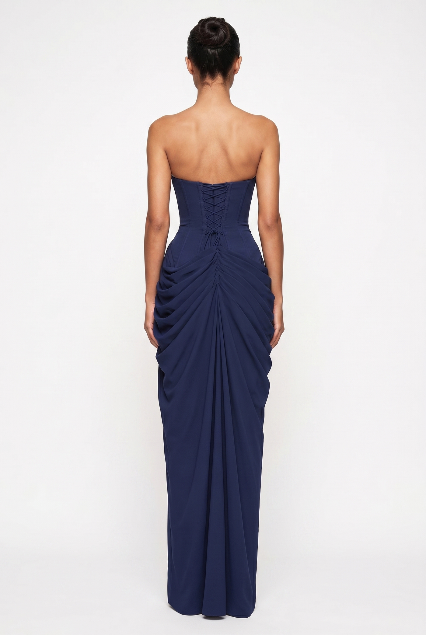 Rosalie Corset Draped Maxi Dress - Navy Blue
