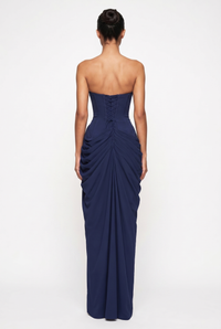 Rosalie Corset Draped Maxi Dress - Navy Blue