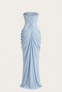 Rosalie Corset Draped Maxi Dress - Blue