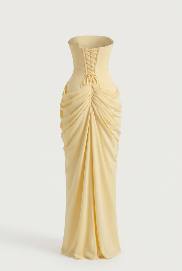 Rosalie Corset Draped Maxi Dress - Yellow