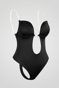 Backless Deep Plunge Sculpting Bodysuit - Black