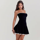 Idalia Vintage Velvet Mini Dress - Black / S - Be My Shine
