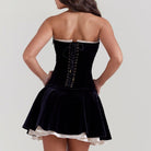 Idalia Vintage Velvet Mini Dress - Black / S - Be My Shine